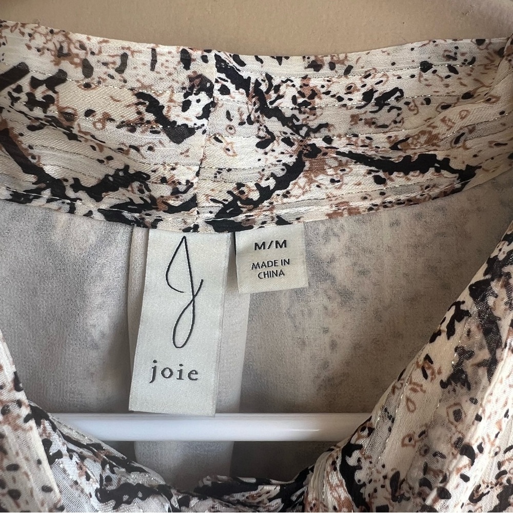 Joie Snakeskin Long Sleeve Button Down Blouse - Size M - Office Career Modest - Picture 3 of 7